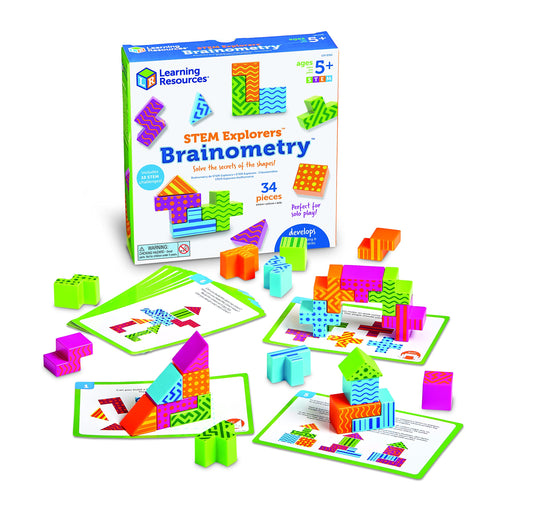 Learning Resources STEM Explorers Brainometry - 34 件，适合 5 岁以上儿童的 STEM 玩具、智力玩具和游戏、幼儿园游戏、返校