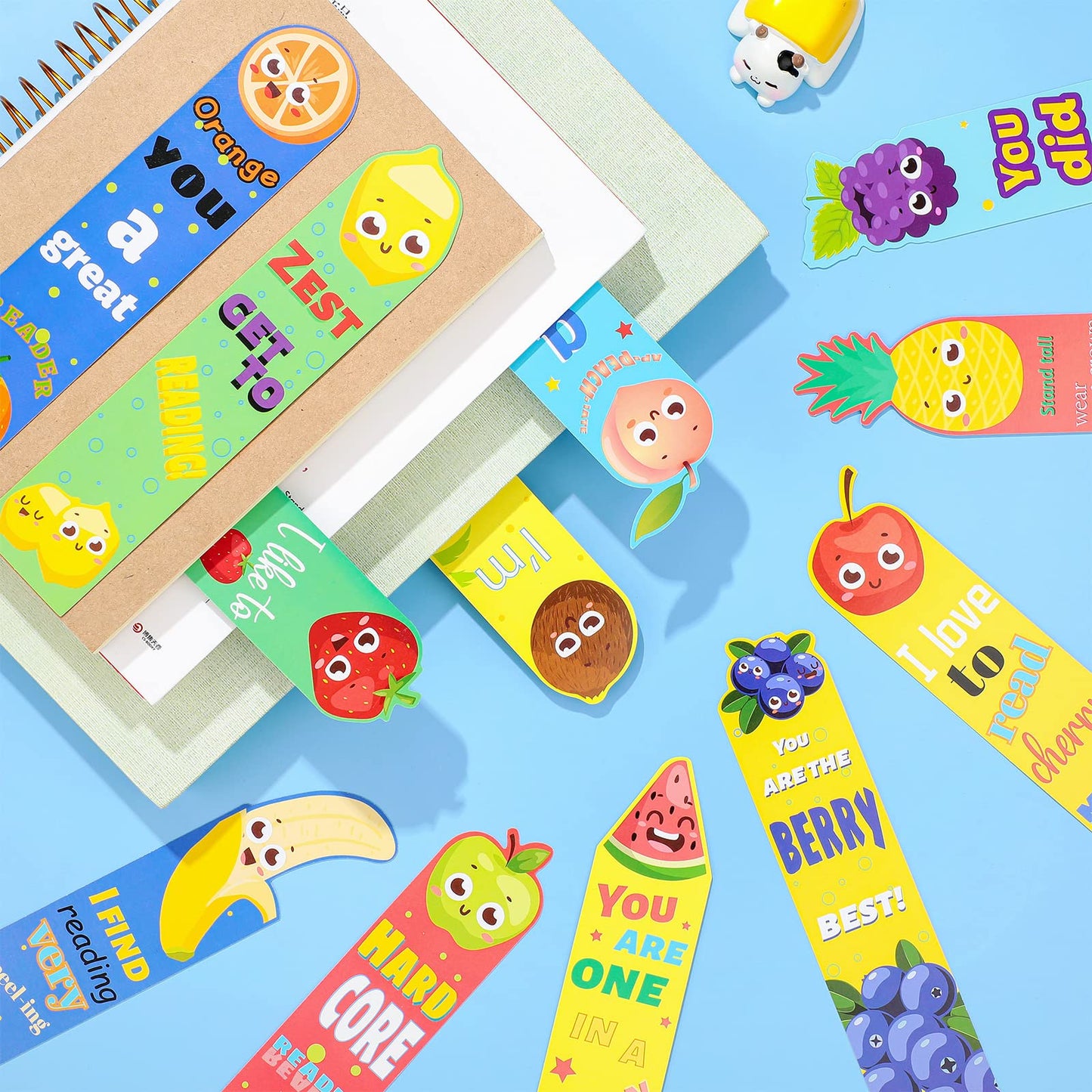 Scented Bookmarks Kids Scratch and Sniff Bookmarks Assorted Fruit Theme Scented Bookmarks Sayings Bookmarks Classroom Bookmarks Cute Bookmarks for Students Teens Food Lovers, 12 Styles(36 Pieces)